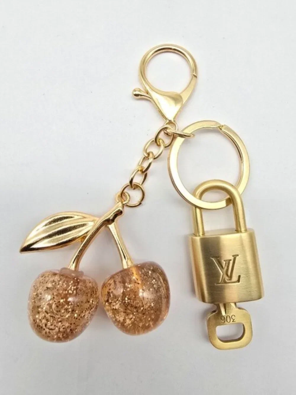 Authentic Louis Vuitton Gold Padlock 🔒 Key Set w/ Unbranded Cherry Bag Charm